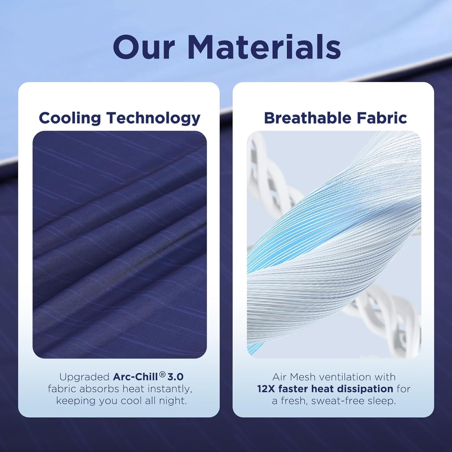 Elegear King Cooling Comforter for Hot Sleepers, Arc-Chill 3.0 Cool-to-Touch Fabric with Breathable Air Mesh Filling, Lightweight All-Season Temperature-Regulating Cooling Blanket Quilt, Blue