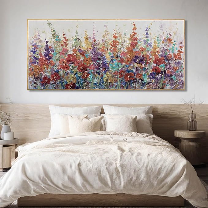 XIANSHOU Colorful Oversized Wall Art Flower Wall Decor Modern Canvas Posters 32"x70" Home Decorations for Living Room Kitchen Pictures