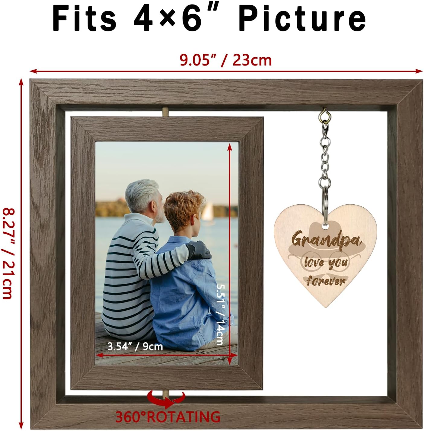 Grandpa Love You Forever Picture Frame Grandfather Birthday Father's Day Gifts from Grandchildren, Display Two 4x6