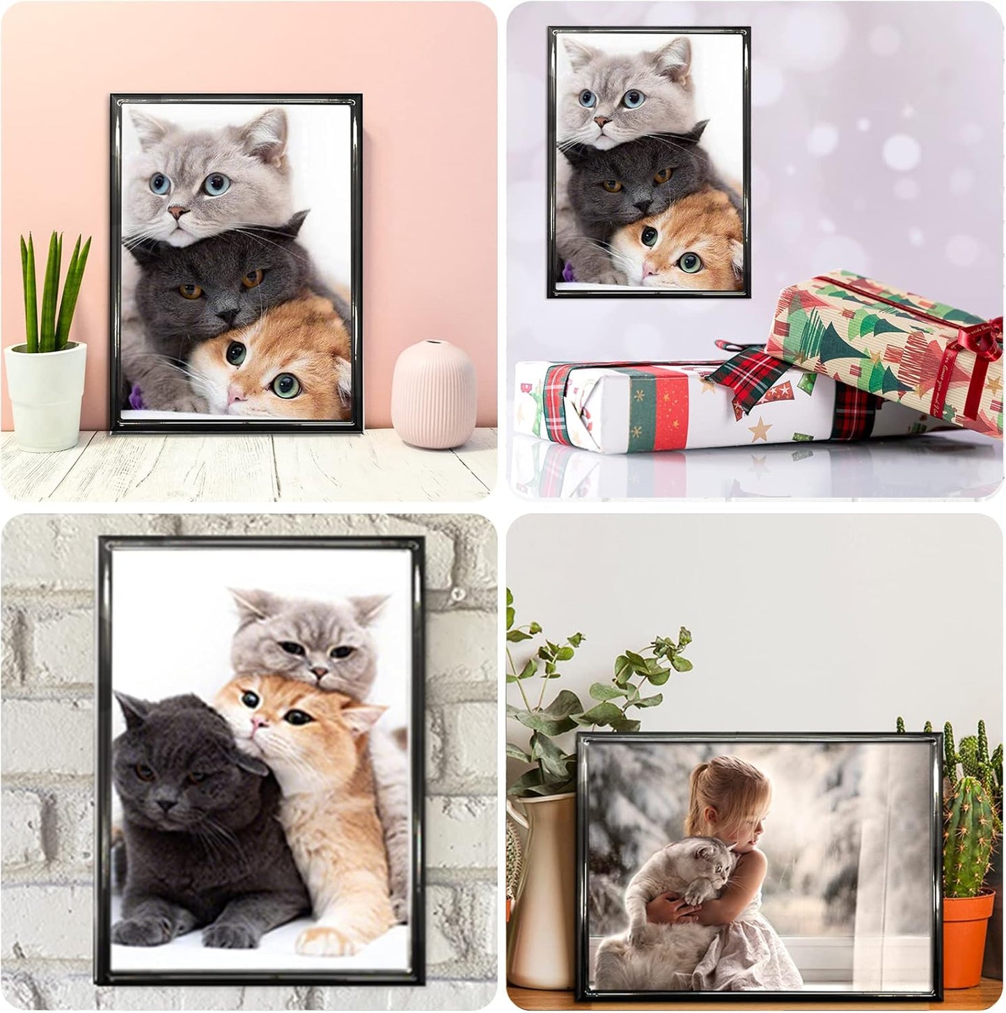 DECANIT 8x10 Picture Frame Metal, Thin Edge Photo Frames For Tabletop Display and Wall Mounting,Black