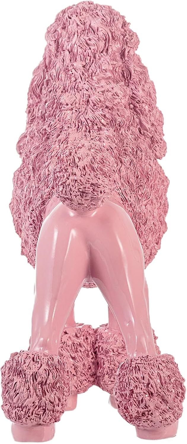 Lukitas Standing Pink Poodle Sculpture Decor, Decorative Dog Statue, Animal Ornament for Garden Home, Resin 10''
