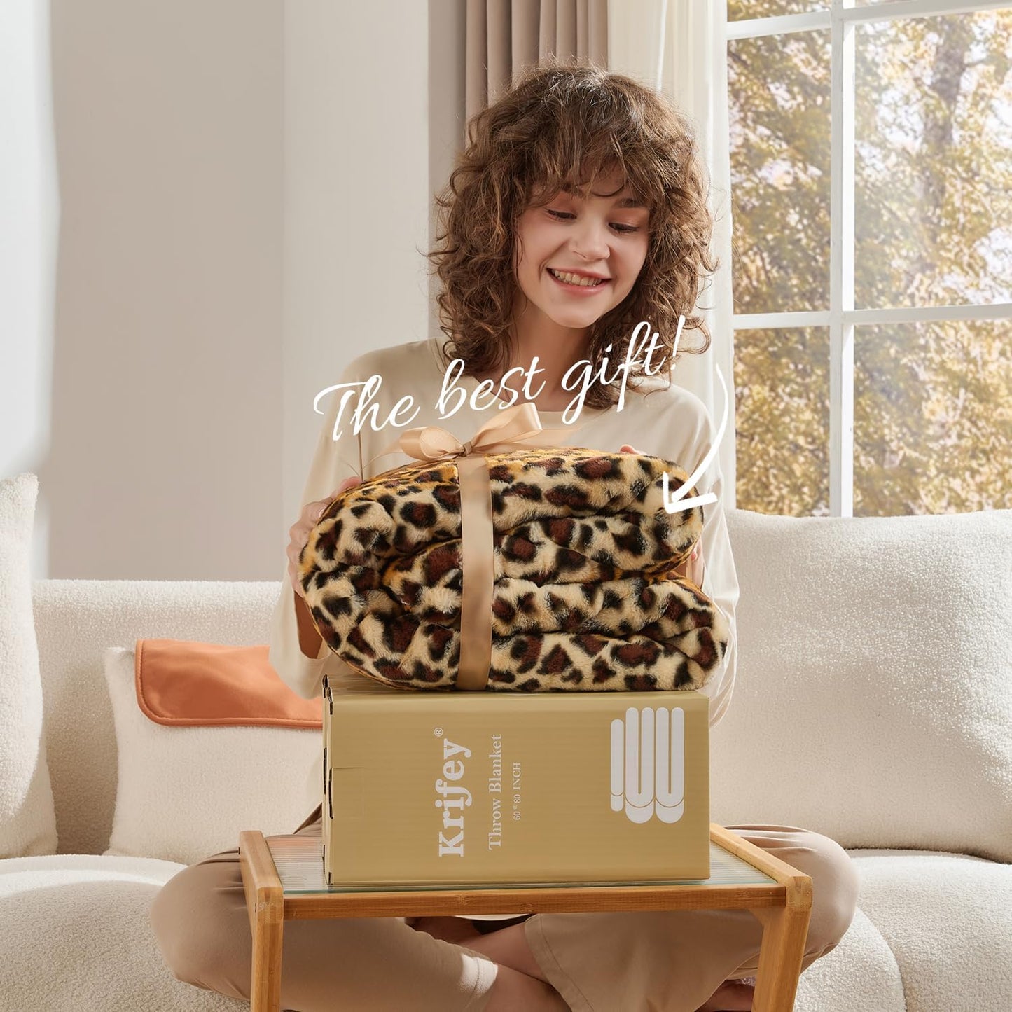 Krifey Leopard Print Blanket, Faux Fur Throws for Bed, Soft Cozy Fuzzy Fluffy Thick Warm Plush Cheetah Print Blanket, Christmas Birthday Gifts for Mom Dad Women Men, Room Decor, 60x80in