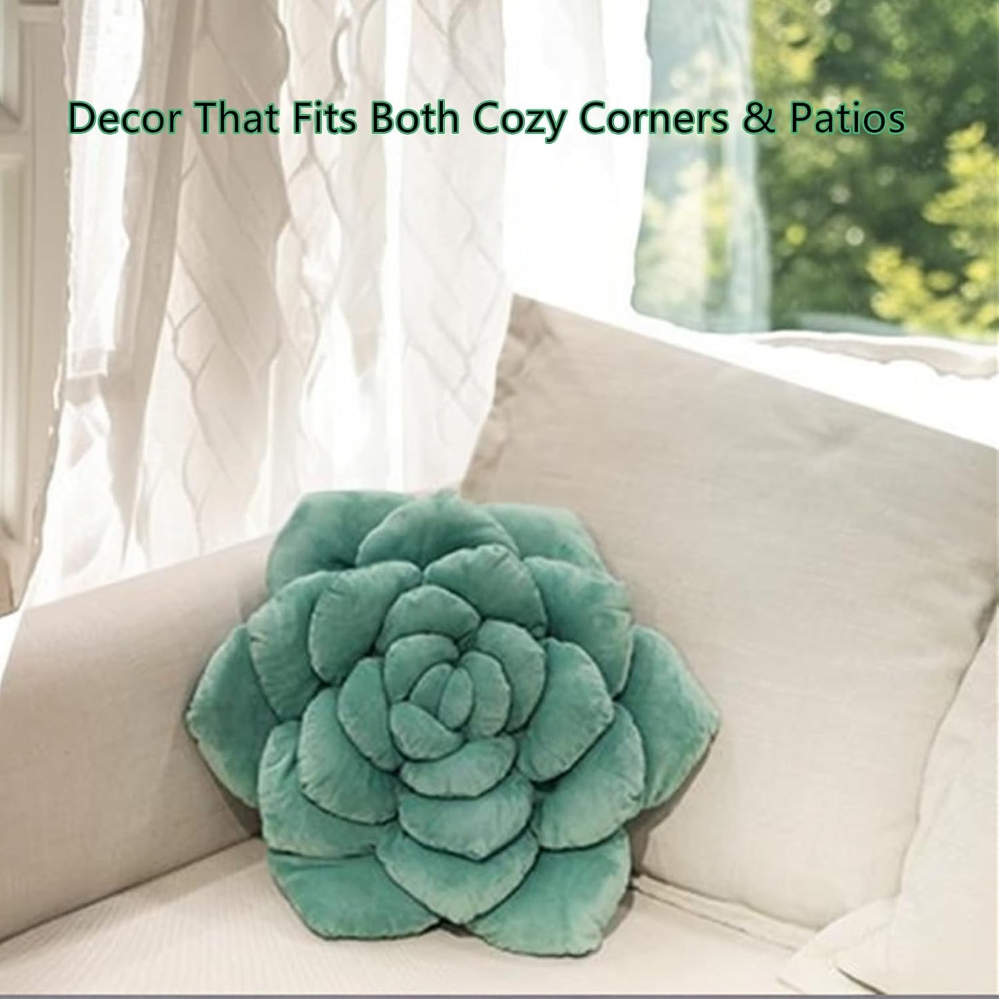 Fleshy Greenery Plush Cushion – Hand-Stitched 3D Flower Throw, Botanical-Shaped Accent for Bedroom, Living Room, and Home Décor, 19.68" (50CM)