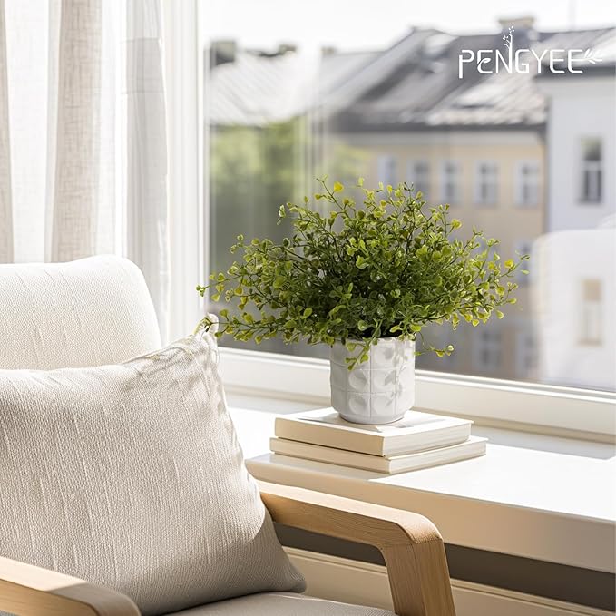 4 Pack Small Fake Plants, Artificial Plants Indoor for Home Decor, Mini Fake Plant Set Greenery for Shelf Kitchen Bathroom Farmhouse Office Room Decor