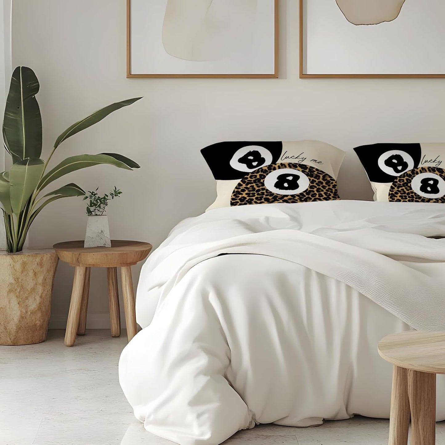 Coquette Pink Bow Leopard Print Lips Lucky 8 Ball Throw Pillow Covers 18x18, Cheetah Room Decor, Funky Y2K Leopard Print Decorative Pillow Covers for Girls Room Dorm Apartment Home