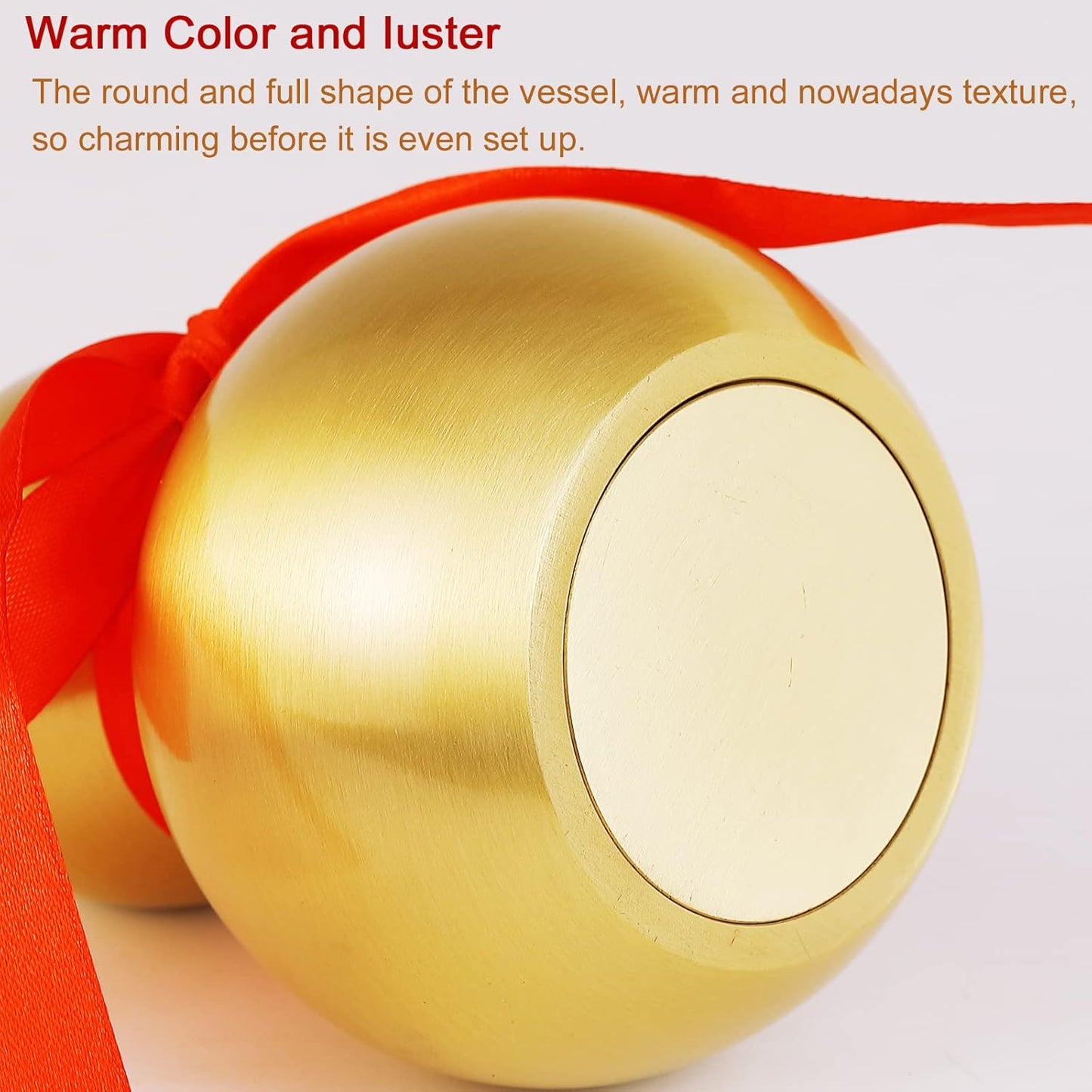 Feng Shui Wu Lou Brass Gourd with Red Luck Strip for Charm Prosperity Home Furnishing Decor, 7.87inch Tall, Full Brass, Fortune Protection, Bring Good Luck, Safty, Healthy, Success