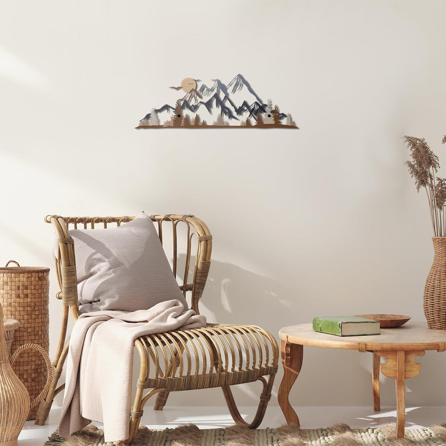 Demissle Mountain Range Metal Wall Art Decor Summit Rustic Wall Sign Forest Home Decor Sign Mountain Scene Art, 15.7 x 5.3 Inch(Colorful)