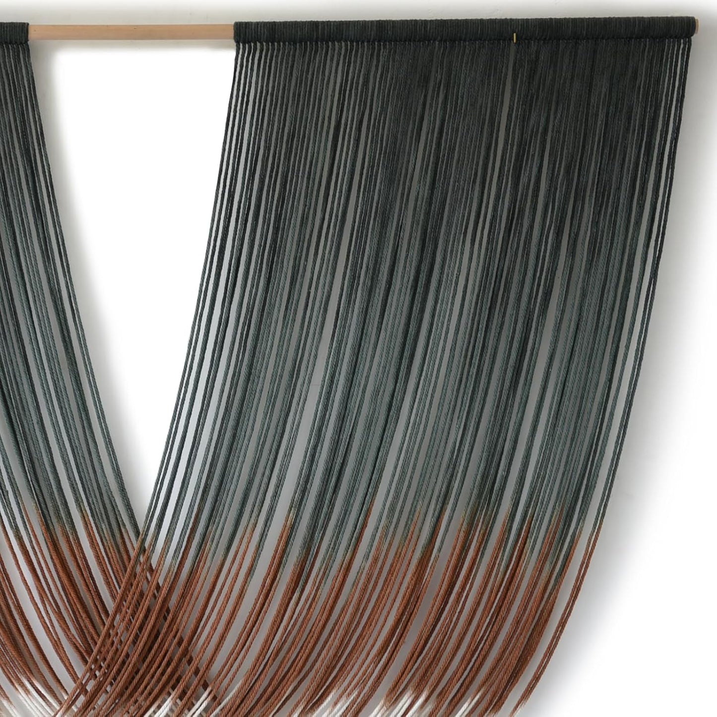 Macrame Wall Hanging Dip-Dye Green Boho Wall Decor Chic Fiber Yarn Wall Art Craftsmanship Bedroom Livingroom Nursery Apartment Home Decor 57" W x 35" L