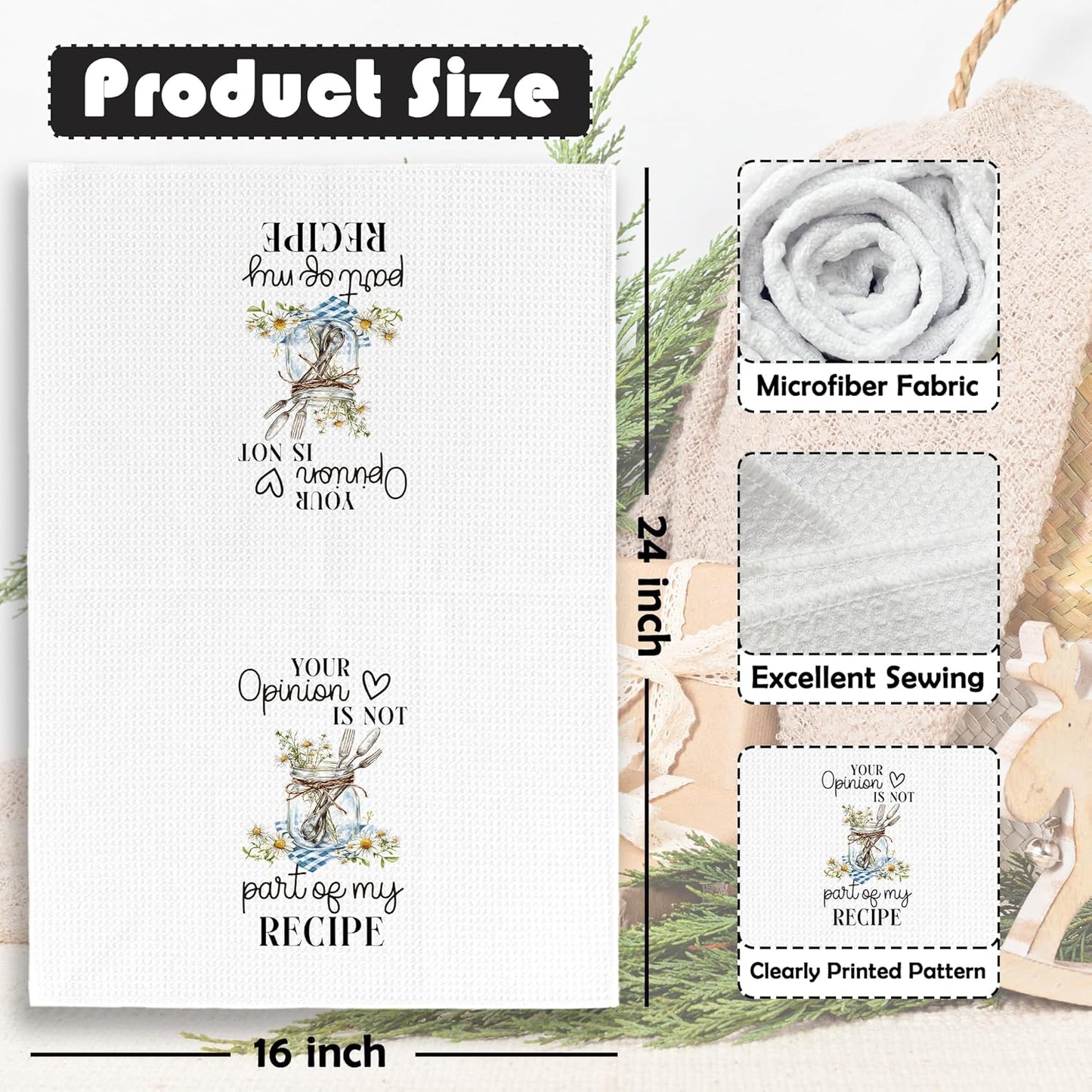 Funny Gifts Kitchen Towels - Sarcastic Humor Dish Towels, Housewarming Gifts, Funny Recipe Decorative Absorbent Dishcloths Hand Towels Set of 2 for Cooking Baking Decor 16x24 Inches