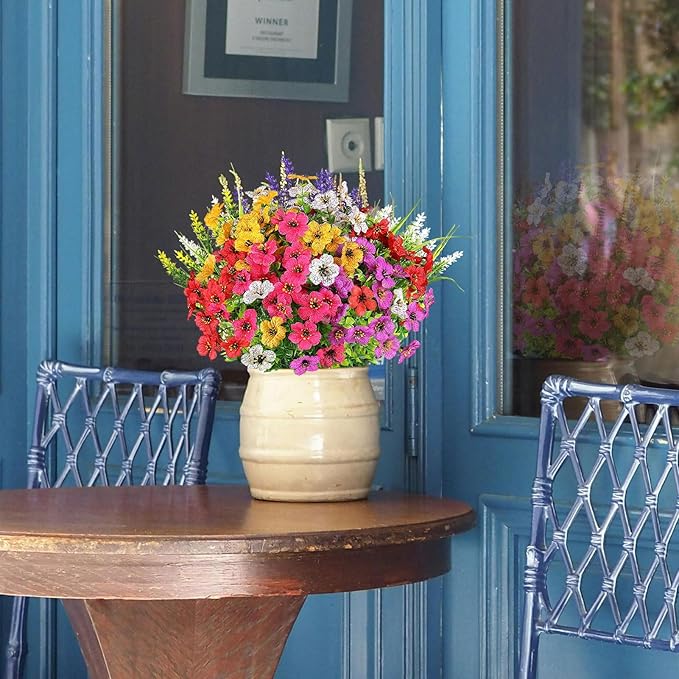 12 Bundles Artificial Flowers for Outdoor,No Fade Fake Plastic Flower Lavender Monkey Grass for Decoration,Faux Plants Hanging Planters Indoor Outside Garden Porch Window Box Home Wedding