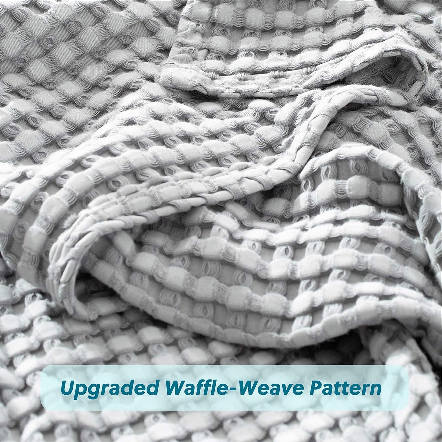 Bedsure Cooling Cotton Waffle Twin XL Blanket - Lightweight Breathable Blanket of Rayon Derived from Bamboo for Hot Sleepers, Luxury Throws for Bed, Couch and Sofa, Grey, 66x90 Inches