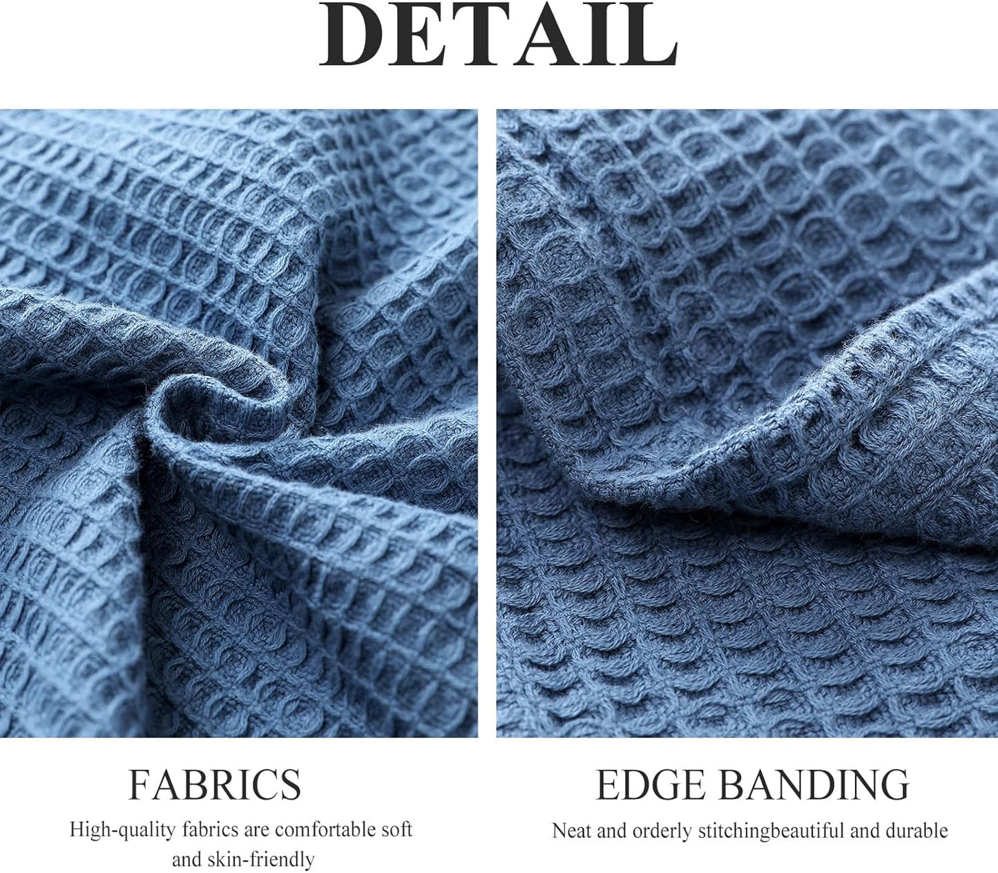 ISAENNE Blue Thin Waffle Weave 100% Cotton Throw Blanket,Solid Color Breathable Soft Cooling Blanket,Lightweight and Skin Friendly Blankets for Bed,Camp,All-Season Use,Christmas,80x60 Inches