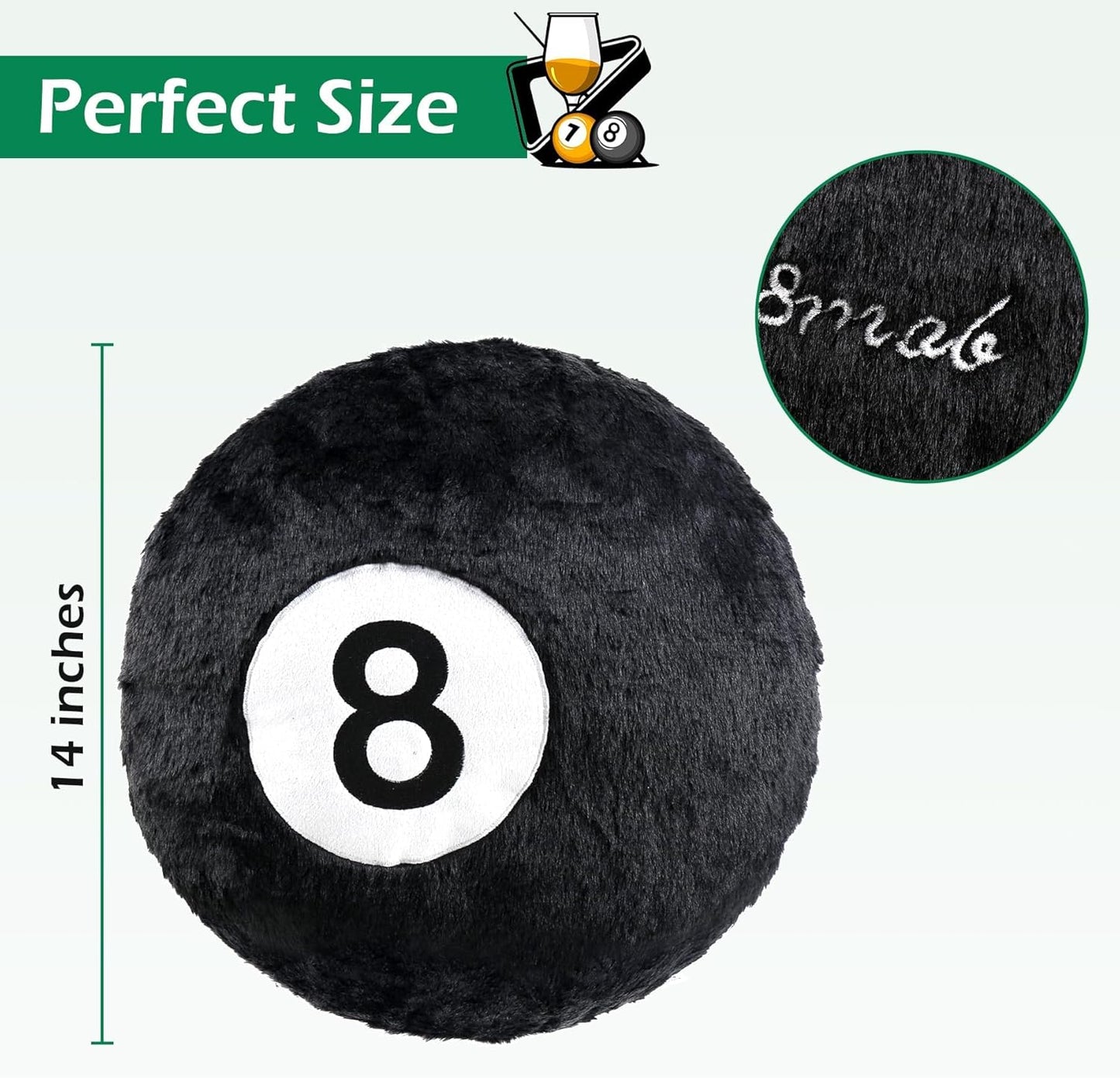 Dripykiaa 8 Ball Throw Pillow, 14" Decorative Pillows Throw Cushion Home Decoration Plush Sporty Design Ball Pillow for Women, Men Bestselling Comfort and Stylish Accent Decor