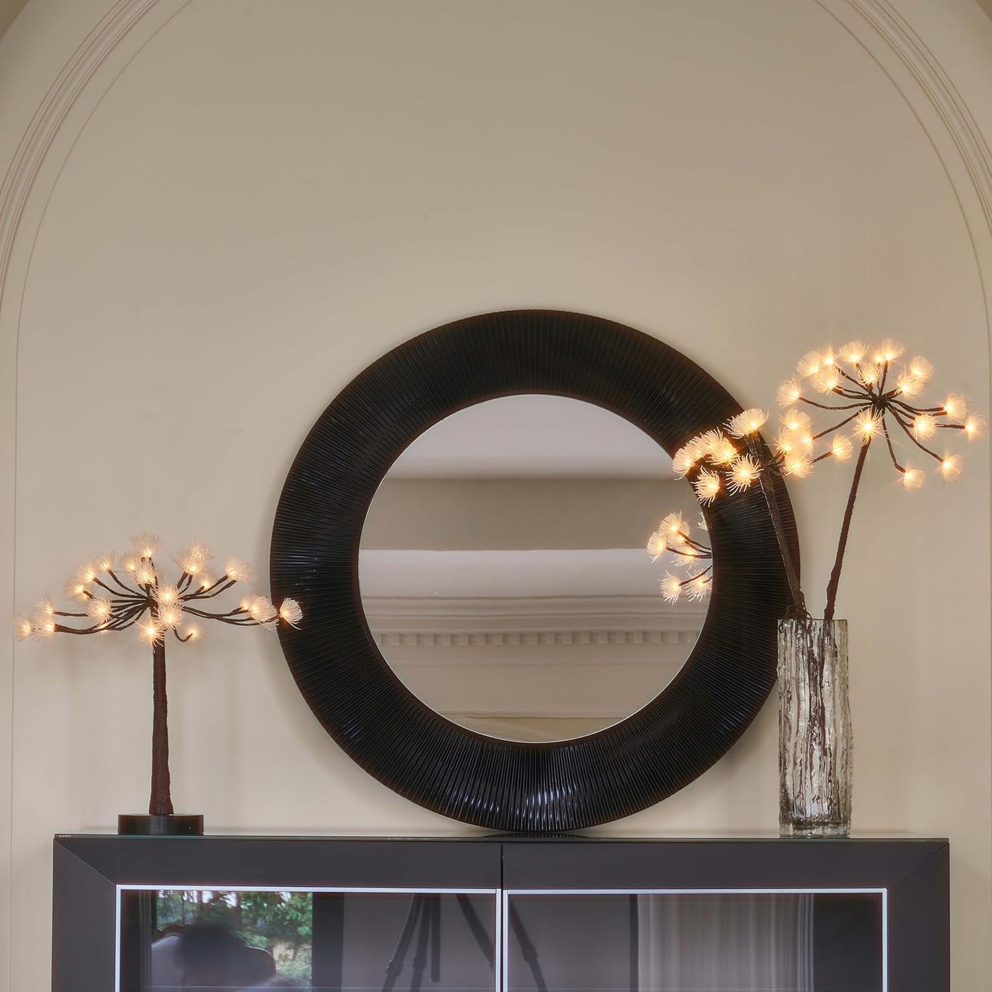 Hairui Lighted Tabletop Tree with Timer 18IN, Faux Hogweed Tree with Lights Battery Operated and USB Plug in for Room Fireplace Table Thanksgiving Christmas Decoration Inside