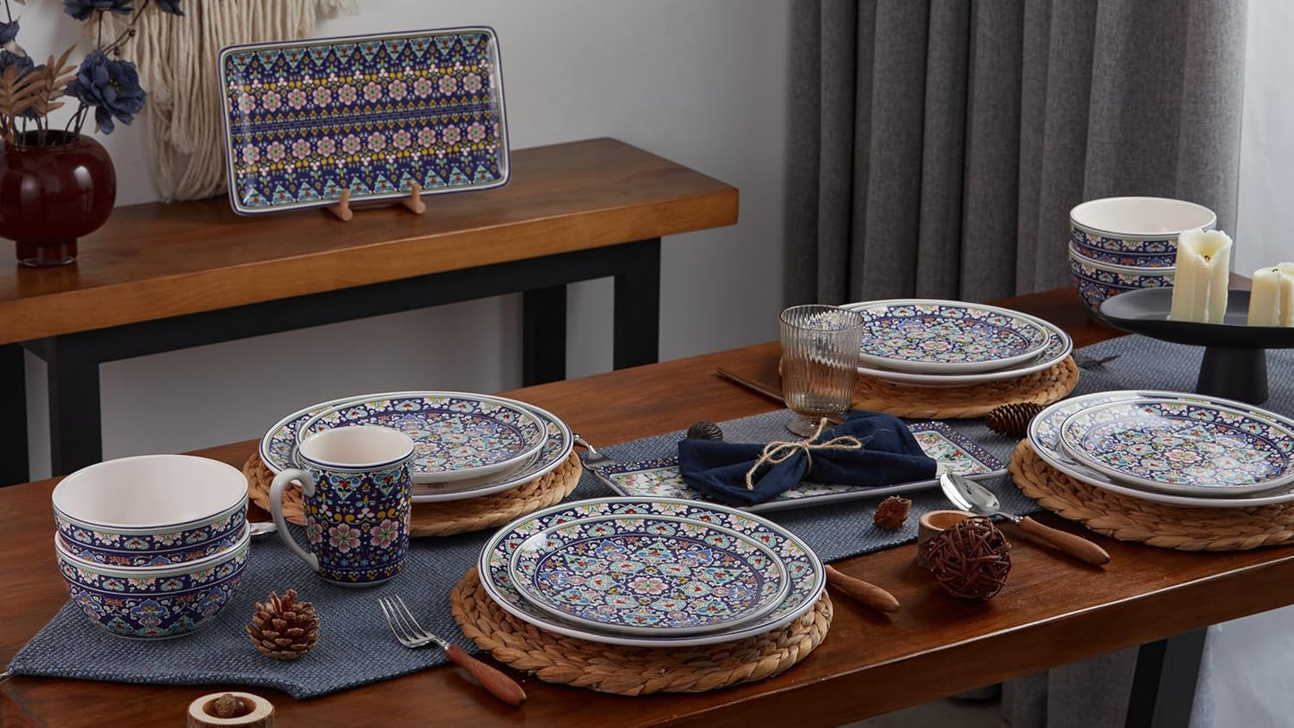 Bico Mandala Kaleidoscope Dinner Plates Set of 4, 11 Inch Large Ceramic Plates for Pasta, Steak, Stylish Serving Dishes, Microwave and Dishwasher Safe, Gift for Housewarming and Thanksgiving