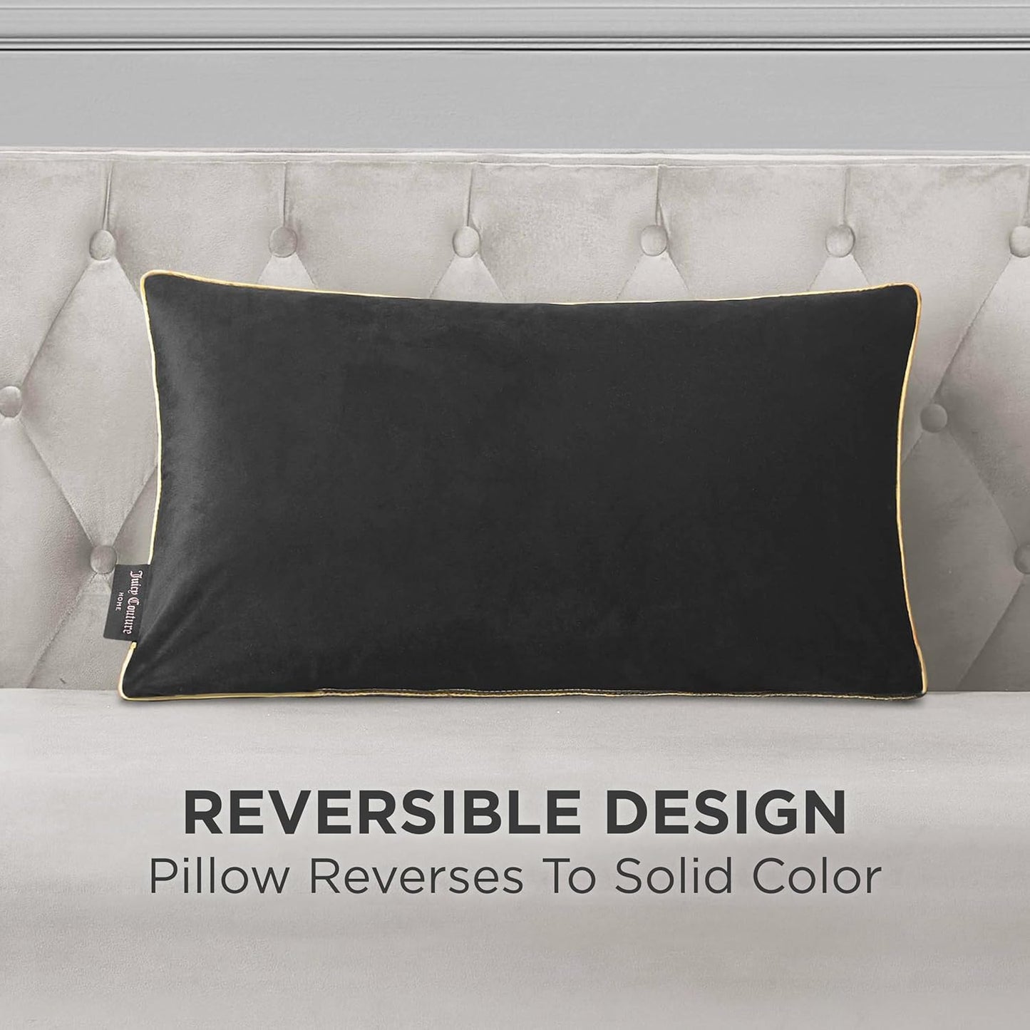 Juicy Couture Rectangle 1-Piece Decorative Accent, Premium Reversible Throw Pillow, Living Room and Bedroom DΓ©cor, 14"x24", Cheetah Black