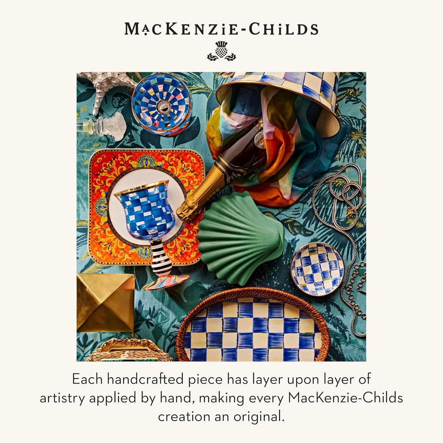 MACKENZIE-CHILDS Enamel Dipping Bowl, Small Serving Bowl for Entertaining, Blue-and-White Royal Check