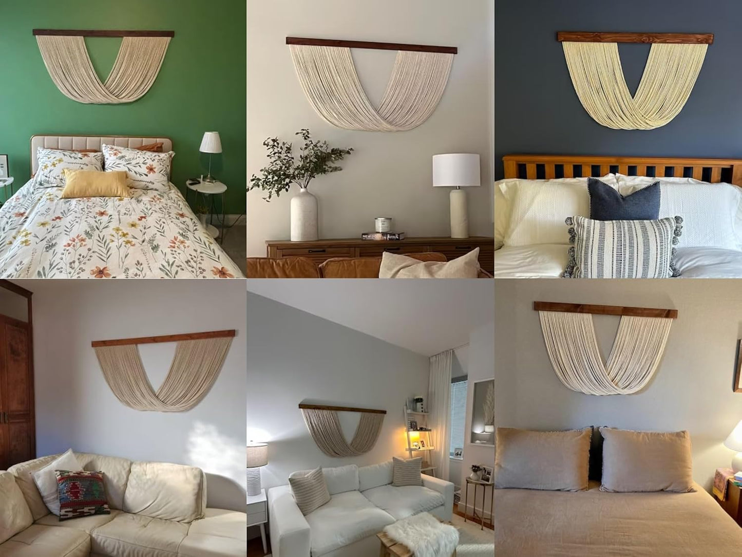 Large Macrame Wall Hanging Boho Wall Decor for Living Room Woven Wall Decor Yarn Tapestry Wall Hanging Aesthetic Macrame Headboard (XLarge 60''x30'', Type-3)