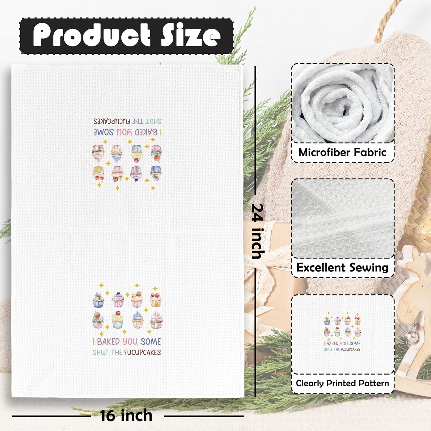 Funny Sarcastic Kitchen Towels - Humor Trendy Dish Towel,Funny Dish Towels with Saying Decorative Absorbent Dishcloths Hand Towel for Kitchen Bar Cart Decor 16x24 Inches, Gift for Bakers