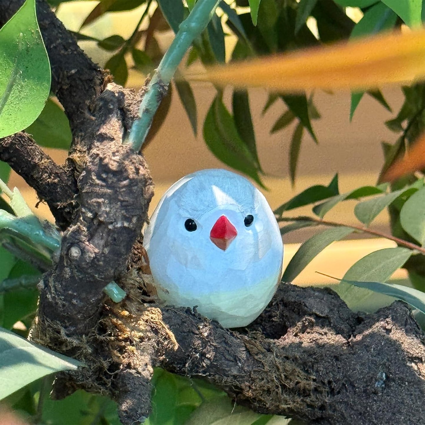 Handmade Wooden Carved Bird Decor Sculpted Hand-Painted Bird Figurines Small Home Decor Bird Statue Shelf Decor BFF Gifts for Bird Lovers (Brown Zebra Finch)