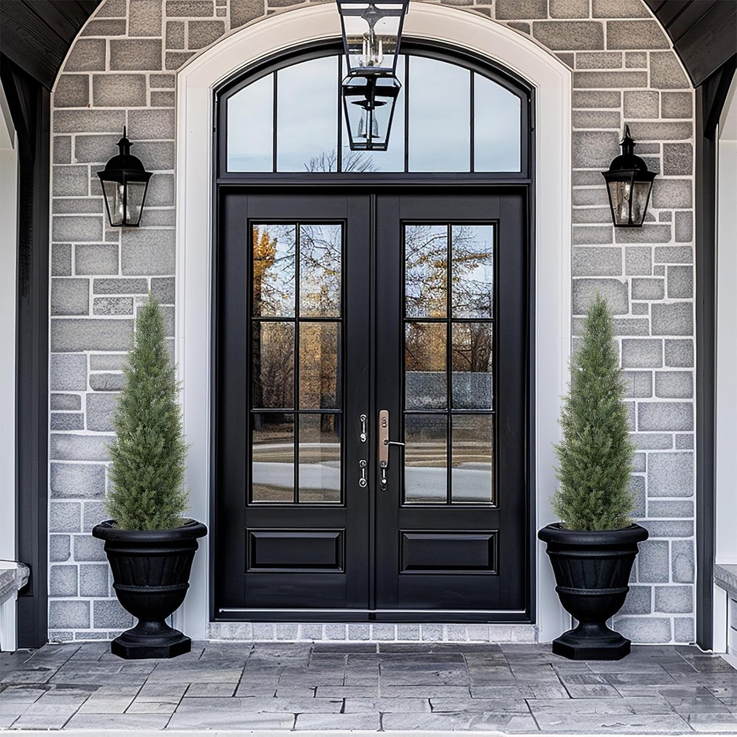 Bellacat 4ft UV Resistant Artificial Topiary Trees Outdoor, 48in Faux Cedar Tree with Full & Realistic Leaves, Fake Cypress Tree for Front Door Proch Patio Deck Balcony Yard Decor 2Pack