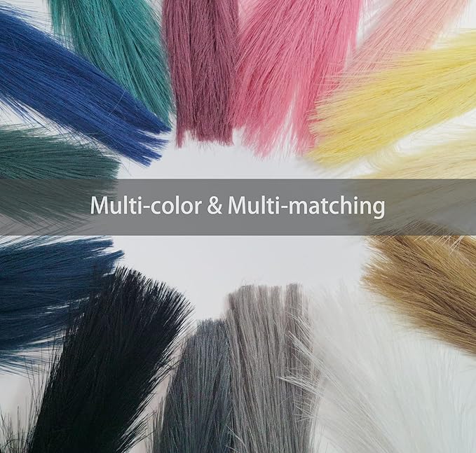 6 Pcs 17" Faux Dried Pampas Grass Decor, Fluffy Fake Small Pompas Artificial Black Grey Gray Pompous Short Stems Bouquet Flower Arrangement Vase Filler for Boho Home Wedding Decoration Orders