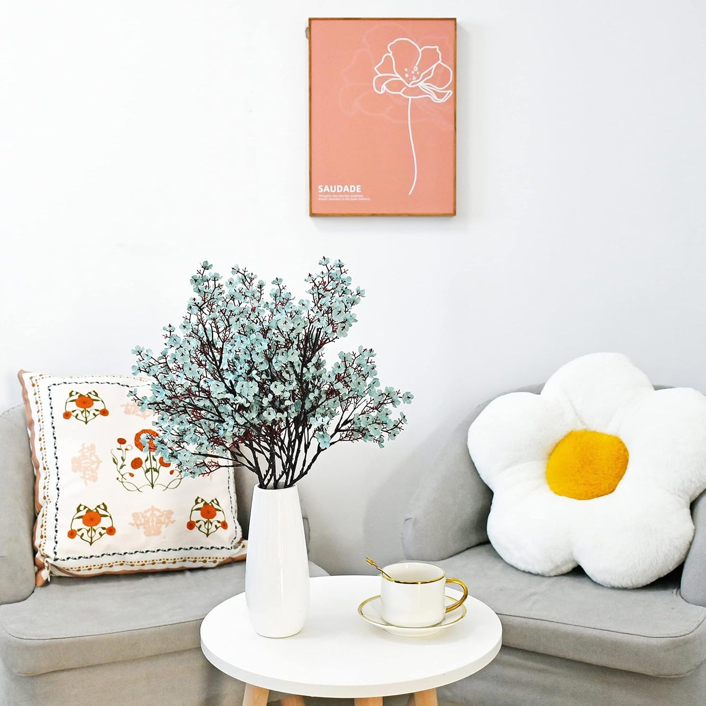 Mandy's Light Blue Artificial Baby’s Breath Flowers 6 Bundles Silk Gypsophila with Bendable Stems for Fall Centerpiece Wedding Decor and Table Arrangements