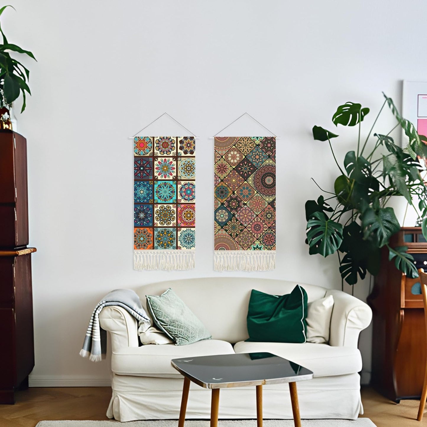 Mandala Boho Macrame Wall Hanging Tapestry For Bedroom Tapestries Vertical Art Fabric Decor Door Living Room Bohemian (Style C, 17.5 * 43)