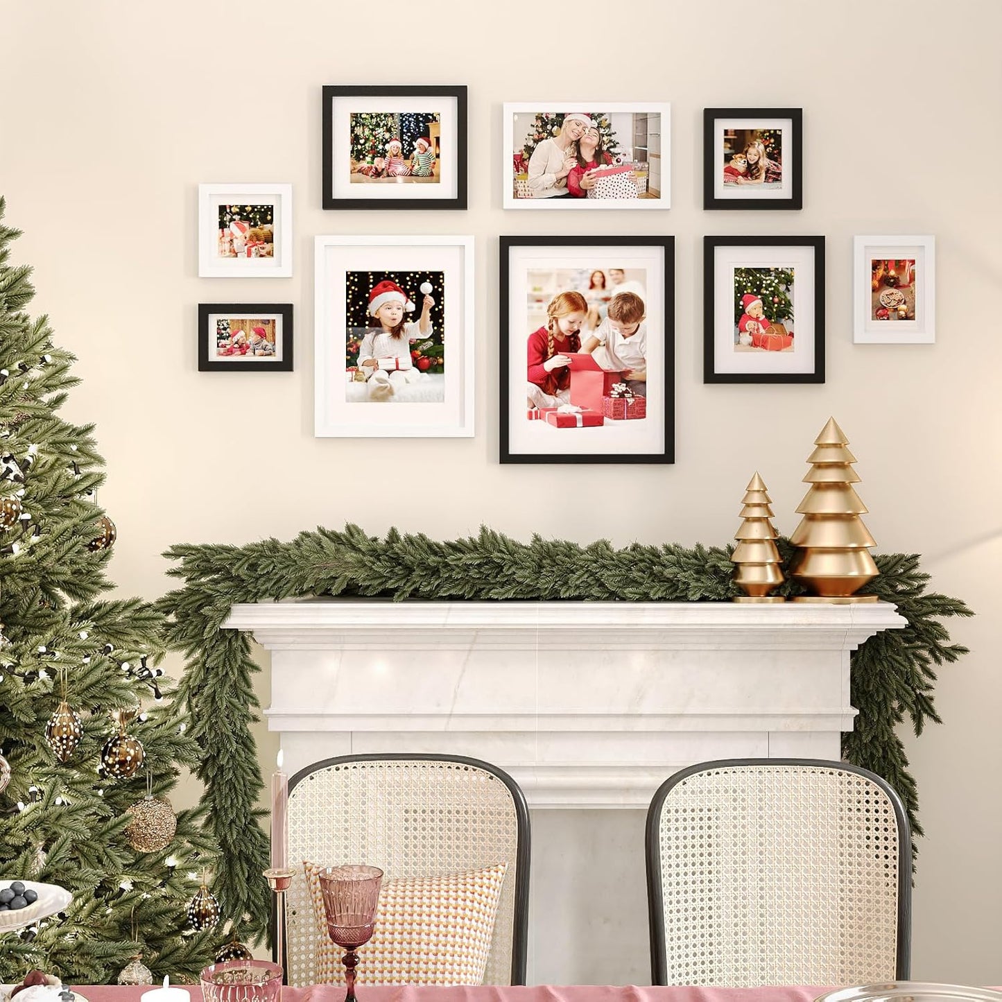 KINLINK 12x16 Picture Frame White - Solid Wood Frames with Acrylic Plexiglass for Pictures 11x14/9x12 with Mat or 12x16 without Mat, Wall Display Photo Frame, Set of 4