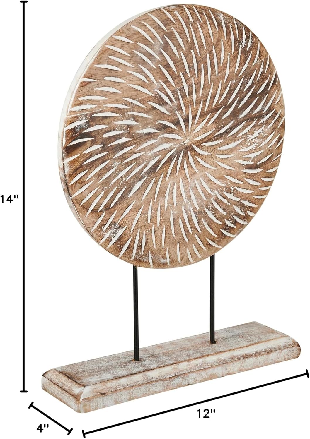 Farmhouse Table Sculpture Home Decor Statue Mandala Carved for Modern Home 10" x 14", Living Room, Fireplace Mantel Shelf, Table and Entryway Decor Stand KHST14