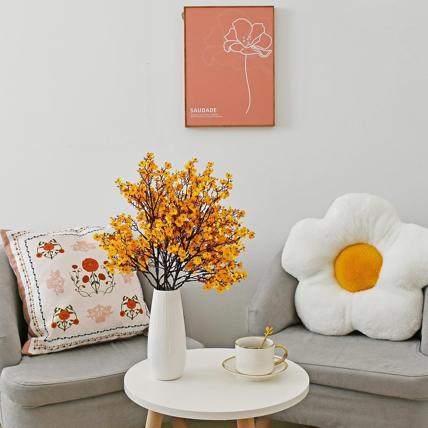 Mandy's Dark Yellow Artificial Baby’s Breath Flowers 6 Bundles Silk Gypsophila with Bendable Stems for Fall Centerpiece Wedding Decor and Table Arrangements