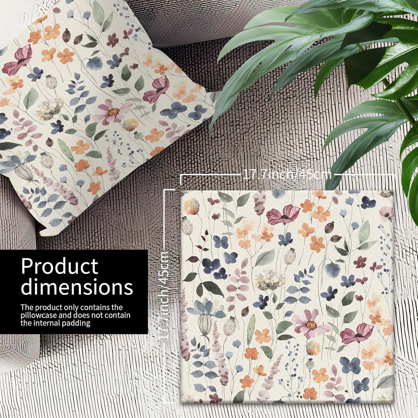 Decorative Throw Pillow Covers 18x18 Inch, Cute Home Decor for Living Room Outdoor Funny Pillowcase Polyester Cushion Case Cute Flowers