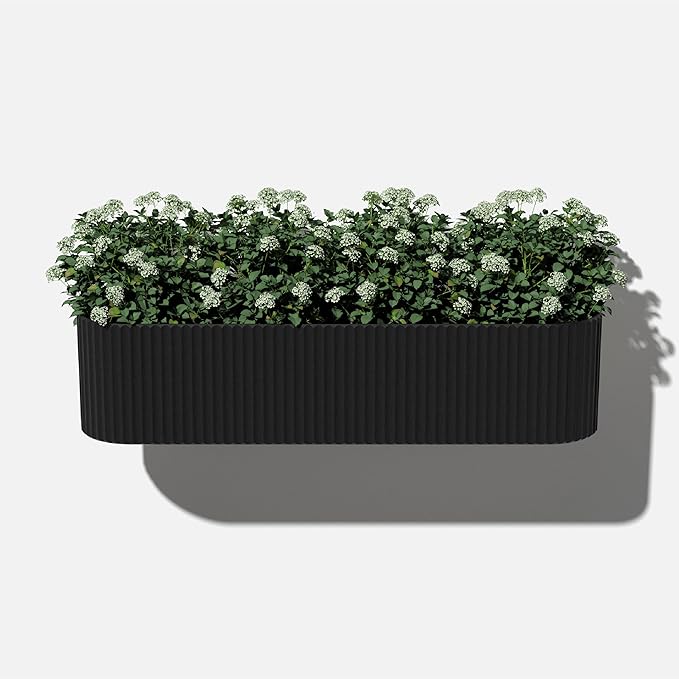 Veradek Demi Series Railing Planter - Hanging Planter Box for Windowsill/Balcony | Plastic-Stone Composite w/Railing Bracket | Modern Décor for Flowers