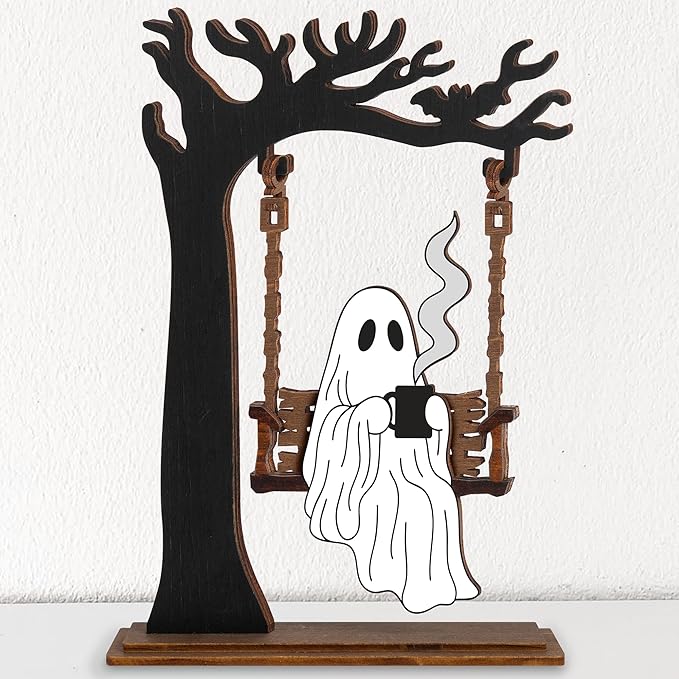 Spooky Home Decor, Cute Halloween Kitchen Dercorations, Gothic Fall Decor For Window Decorations Indoor & Outdoor Party, Halloween Gifts for Women (Ghost)