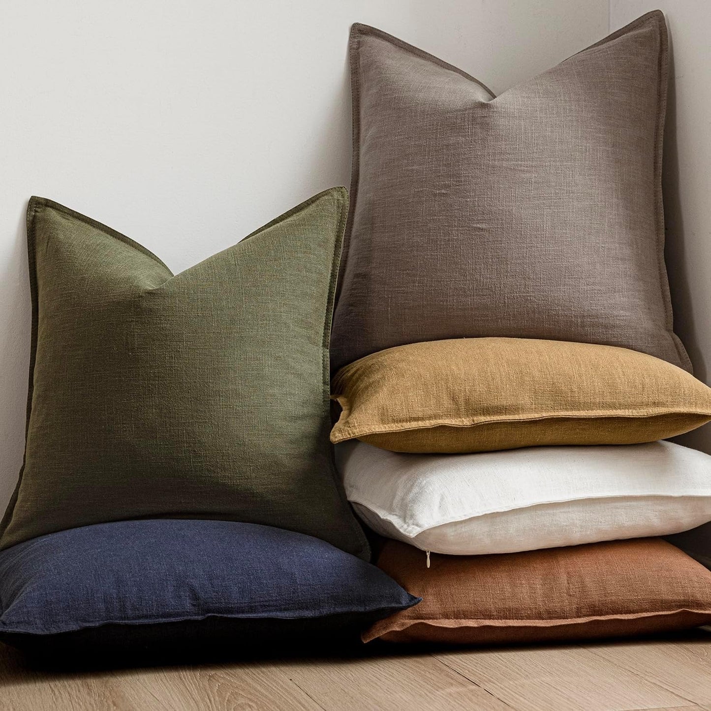 Foindtower Pack of 2, Decorative Linen Soild Throw Pillow Covers Accent Lumbar Cushion Case Boho Farmhouse Pillowcase for Chair Couch Sofa Bedroom Living Room Home Decor 12 x 20 Inch Brown Tan