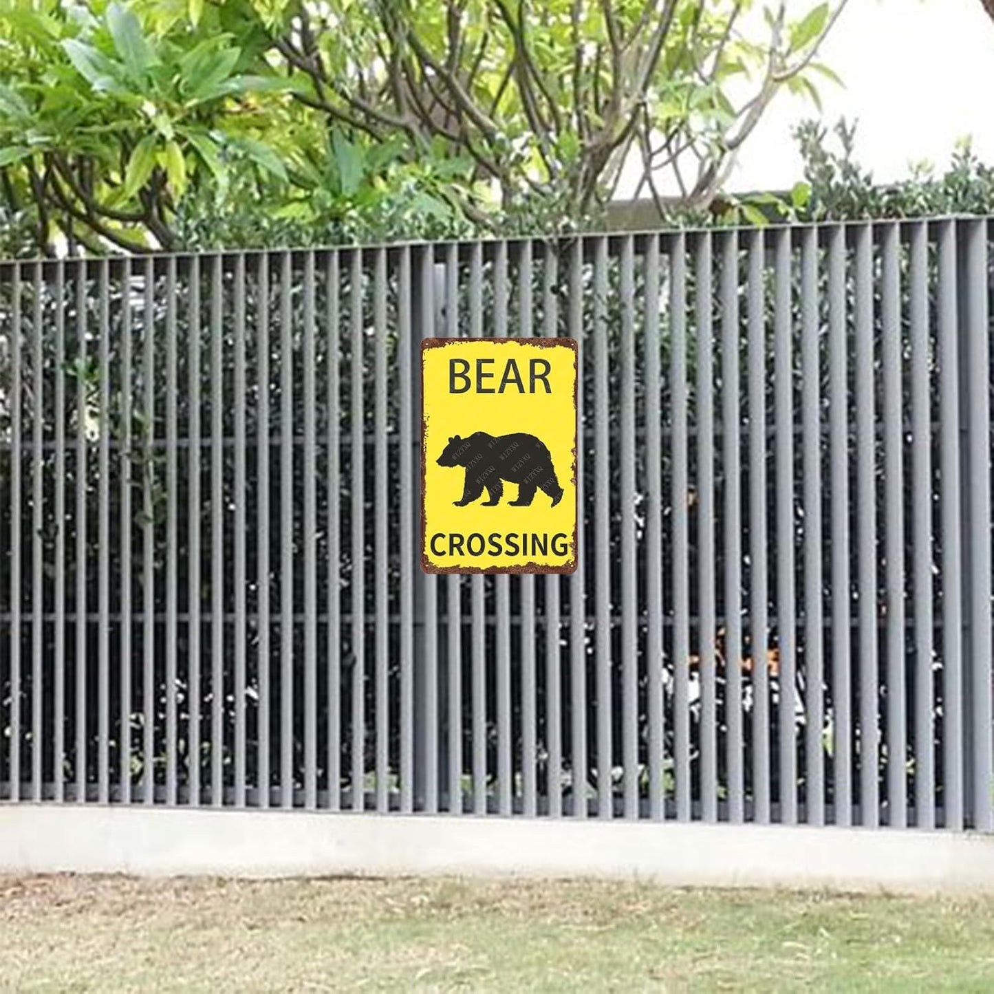 Metal Signs Bear Crossing Vintage Tin Sign for Home Bar Living Room Garden Yard Outdoor Wall Decor 12x8 Inch