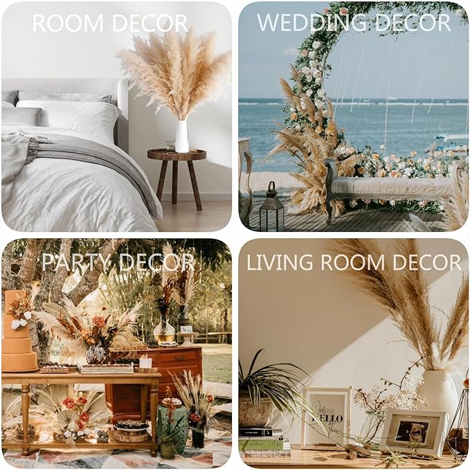 14 Stems 30" inch Dried Pampas Grass Decor Tall, Large Pompas Grass, Boho Neutral Home Decor Bouquet, Fluffy Pampass Grass for Floor Vase Wedding Floral Arrangements Wall Farmhouse Table Decor