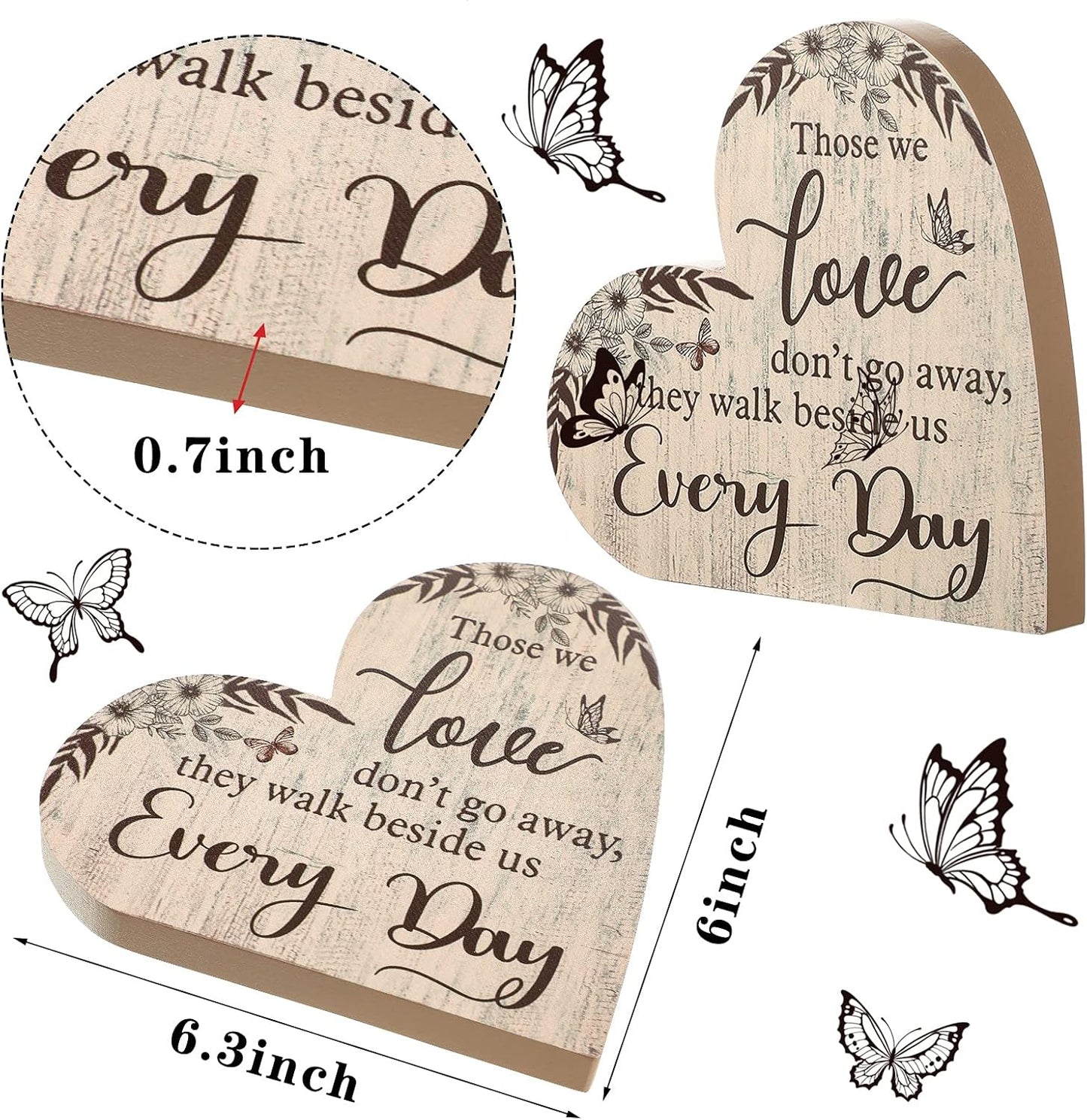 Jetec Sympathy Gift Memorial Wooden Heart for Loss of Loved One Remembrance Bereavement Decor Condolence Sign for Grief Father Mother Son Brother, 6. 3 x 6 x 0. 7 Inches(Simple Style)