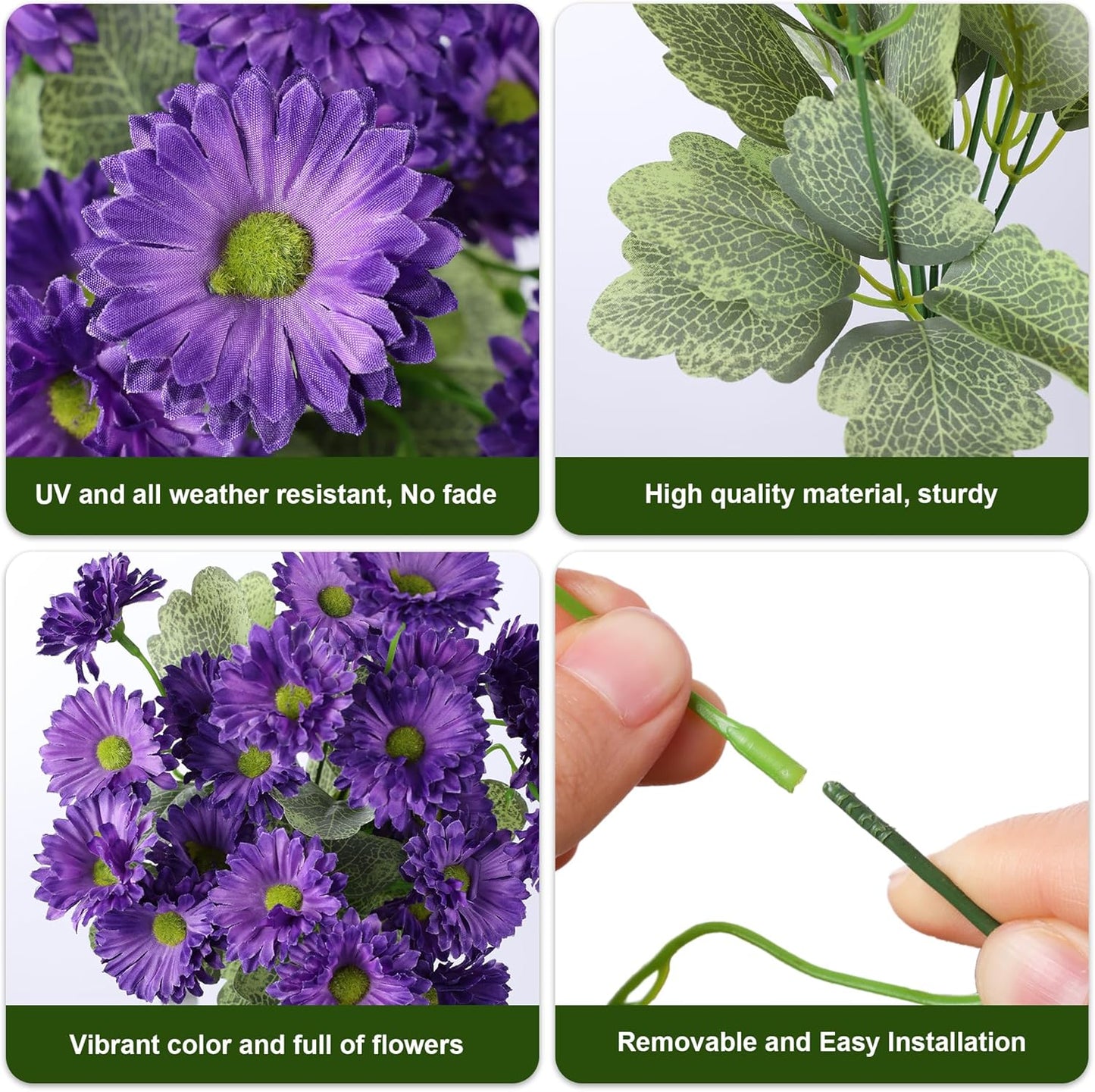 HyeFlora Dahlia Artificial Flowers for Outdoors Decoration, 6 Bundles Fake Mums Faux Flowers Plants Realistic UV Resistant Silk Flowers for Outside Planter Front Door Yard Garden Indoor Home, Mix