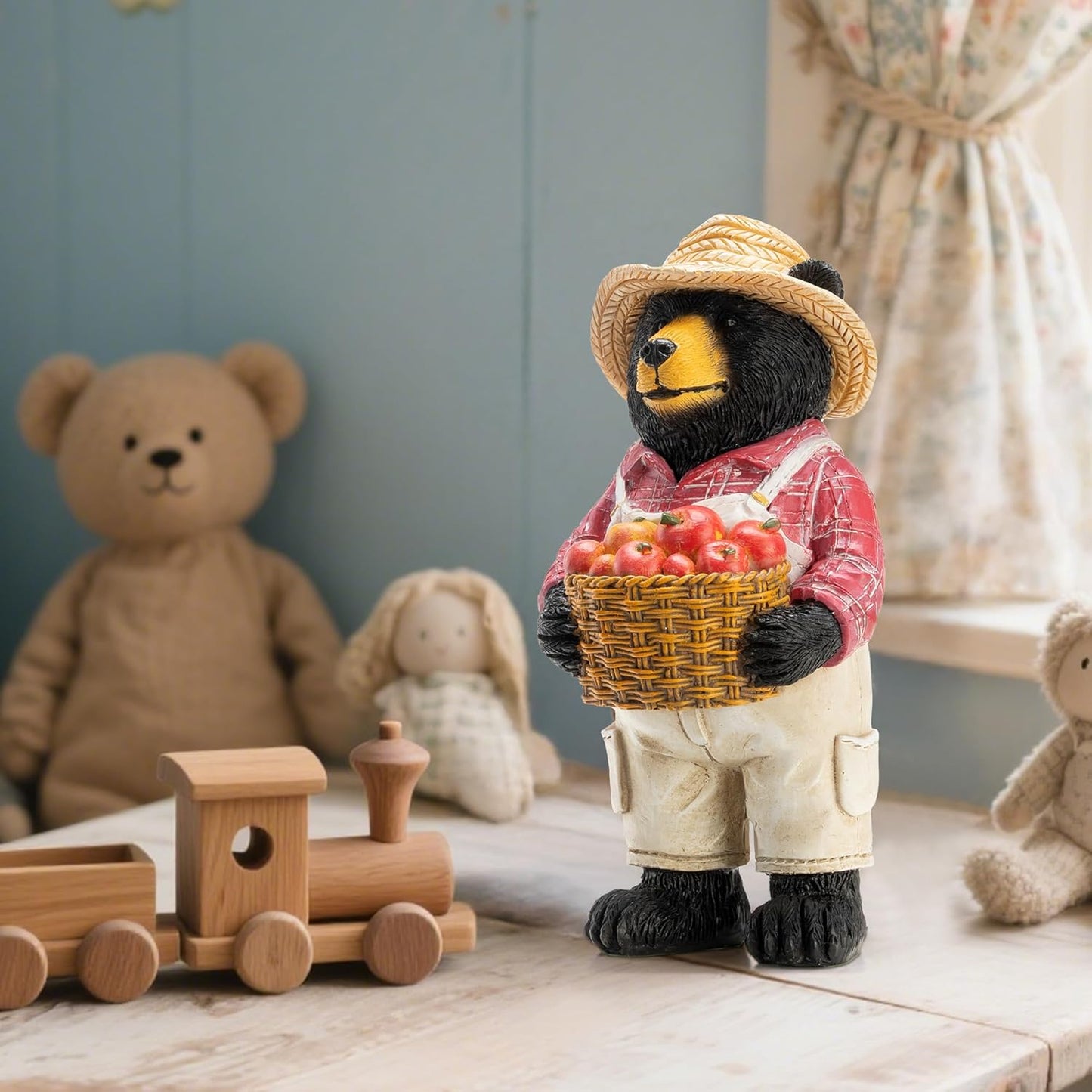 Black Bear Figurine Home Decor Bear Statue,for Office, Desk, and Shelf Decoration,Farmer Themed Birthday Gifts