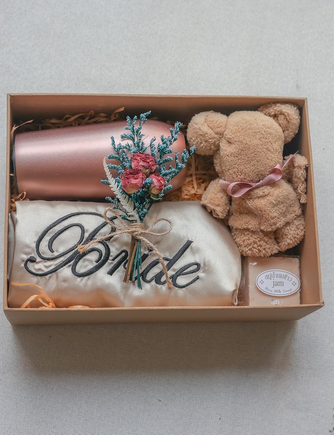 Mini Dried Flower Bouquet (Pack of 6), Bridesmaids Flower Girl Gift Box, Groom and Best Man Corsages, Dried Cake Flowers, Bohemian Wedding Decorations, Craft Gifts(Rose)