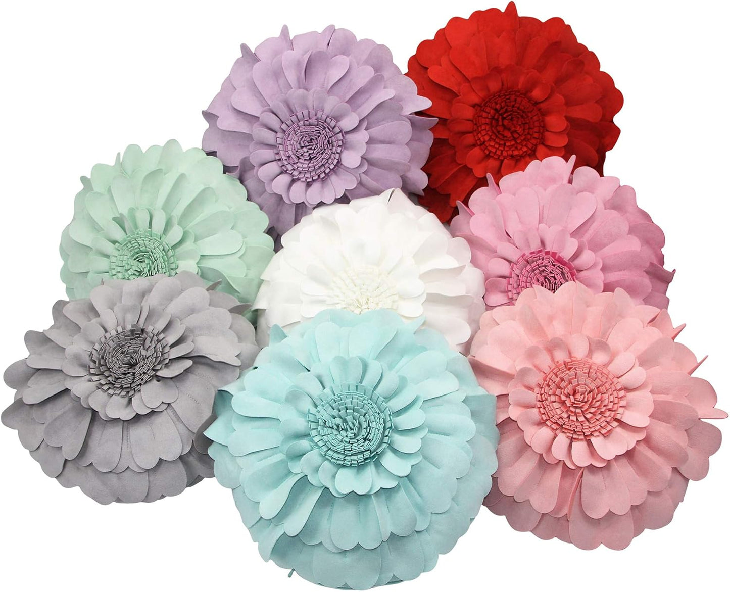 Contempo Lifestyles 3D Round Throw Pillow - Sweetheart Flower Pillow, Grey, 13 Inch