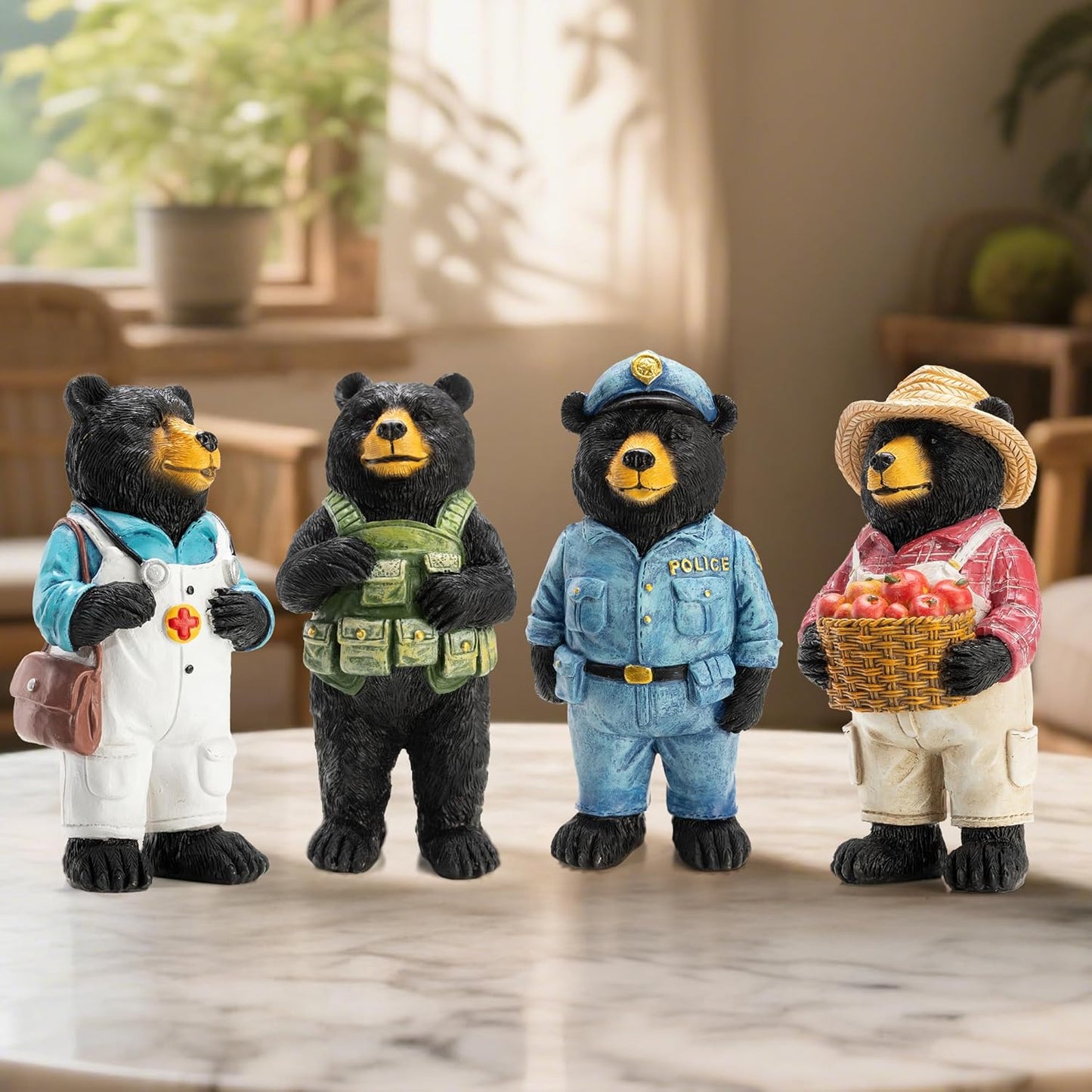 Black Bear Figurine Home Decor Bear Statue,for Office, Desk, and Shelf Decoration,Doctor Themed Birthday Gifts