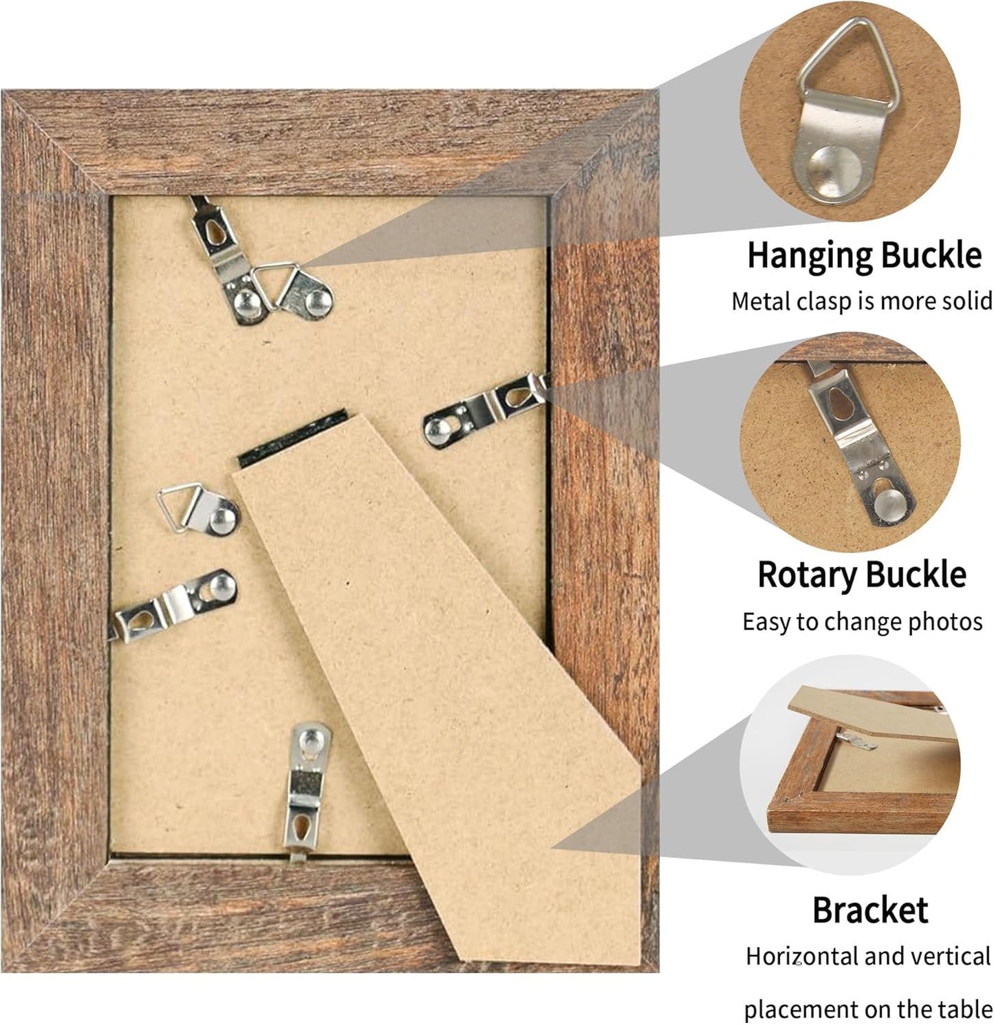 iRahmen 4x6 Picture Frame Set of 2, Wood Rustic Brown Frame with High Definition Glass, Display Pictures 3.5x5 with Mat or 4 x 6 without Mat for Tabletop Display and Wall Mounting