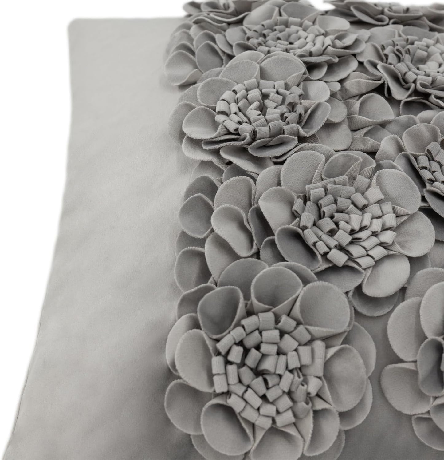 JWH Handmade 3D Flower Throw Pillow Covers Aesthetic Decorative Colorful Floral Accent Pillow Cases Stereo Pillowcase Cute Cushion for Car Bed Couch Bedroom Decor 18x18 Inch Gray