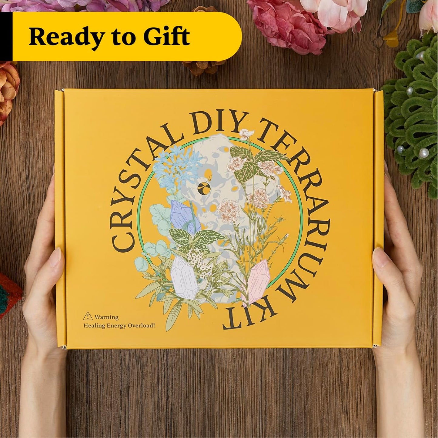 DIY Crystal Terrarium Kit– All-In-One Starter Kit with Perserved Moss, Pumice, Crystals, Coconut Coir, Gardening Tools & Decor | Healing Gift for relaxing | Plants & Crystal Lovers | Home & Desk Decor