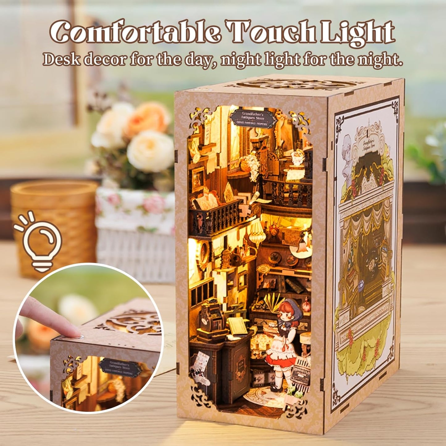 Fsolis Book Nook Kit, DIY Miniature Dollhouse Kit for Adults Bookshelf Decor Birthday for Women Teens Craft Lovers (Grandpa's Antiques Store)