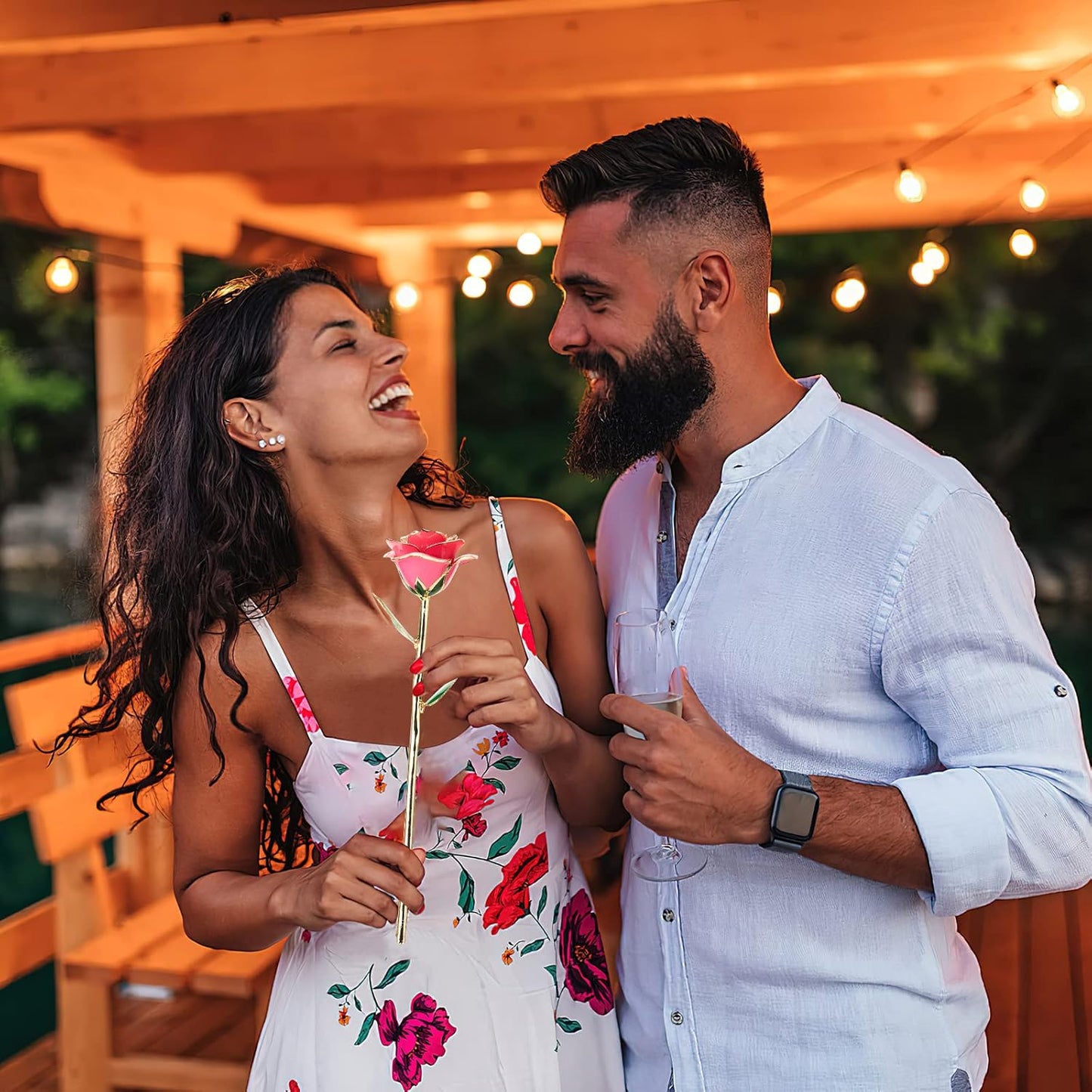 Gold Dipped Infinity Rose Last Forever Flower Decor, Birthday Gift for Women in Her Birthday Mothers Day, Resin Preserved Rose | Anniversary Present for Mom (Pink)