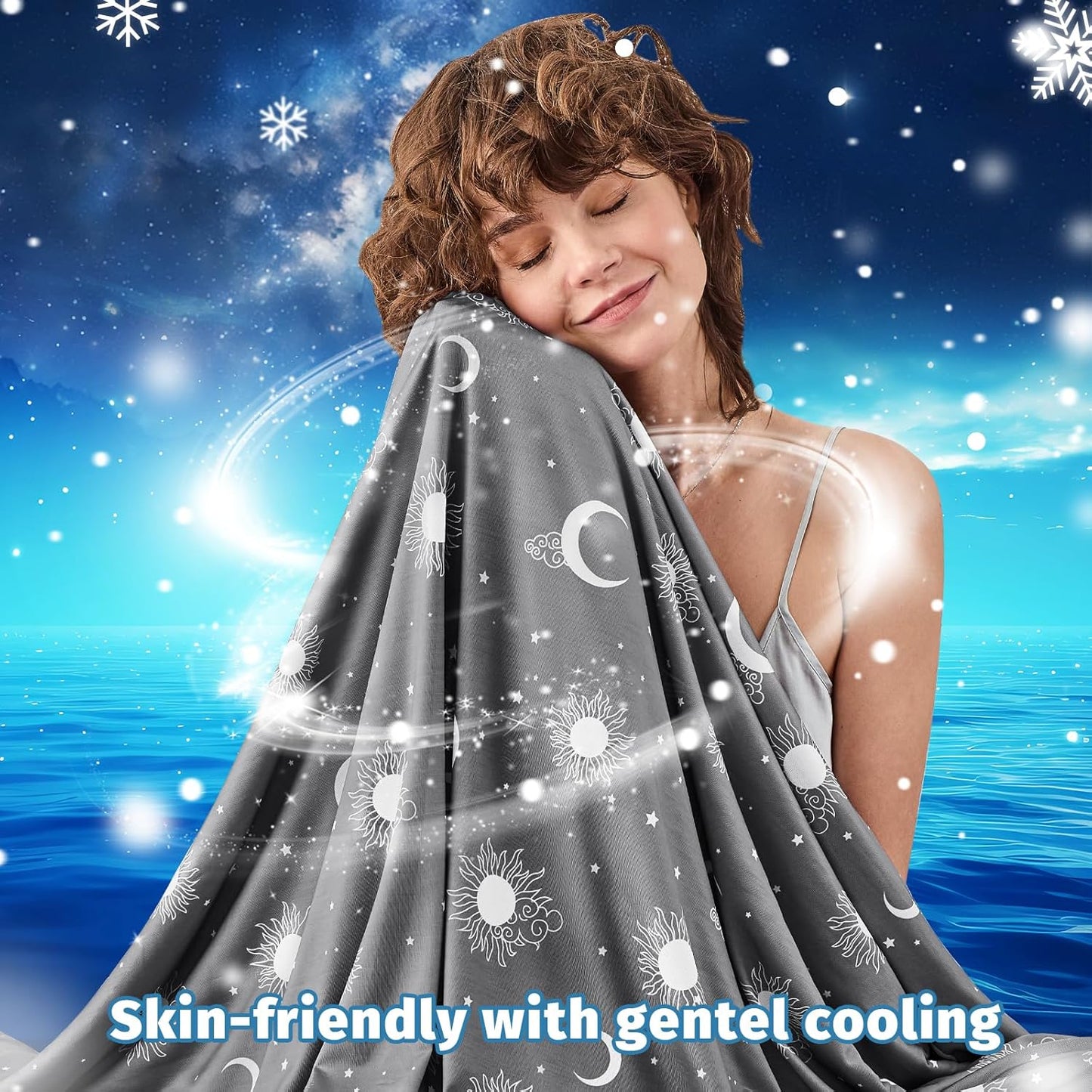 inhand Cooling Blanket Queen Size (90"x90") - Cooling Blankets for Hot Sleepers - Q-Max >0.45 Decorative Lightweight Breathable Summer Cold Blankets for Sleeping Night Sweats to Keep Cool - Dark Grey