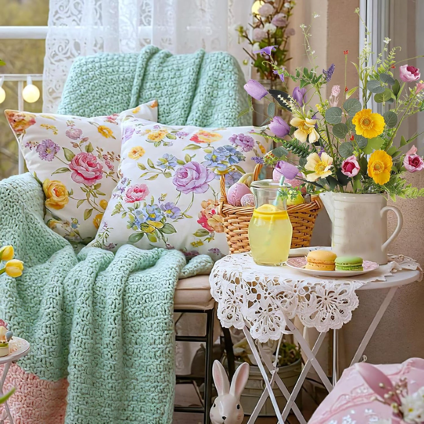 CISDUEO 4 Pcs Wildflowers Artificial Flowers Daisies Roses and Poppies Faux Wildflowers Summer Flowers Artificial for Decoration Spring Silk Floral Arrangement Wedding Party Table Centerpieces Home